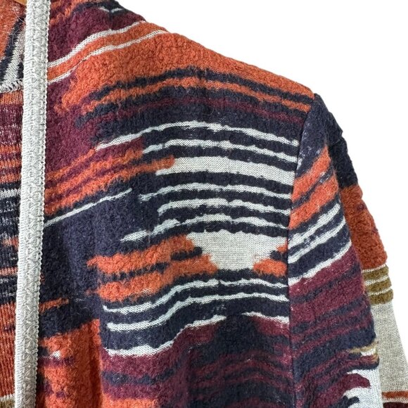 Lucky Brand Southwest Fringe Cardigan Size Large Navy Copper Burgundy Gray - Picture 5 of 8